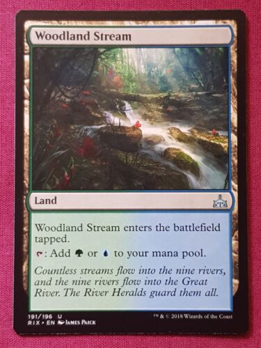 Magic The Gathering RIVALS OF IXALAN WOODLAND STREAM land card MTG - Picture 1 of 2