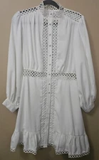 NWT JDO Couture Women's High Nech White Dress Size L Embroided Cutouts
