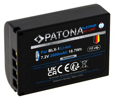 USB Patona Platinum Akku für Olympus OM-1 , Mark II - Akku BLX-1 - 2600mAh