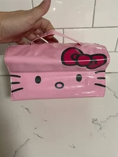Sanrio-Hello Kitty Roll Up Pencil -Makeup Pouch Bag Zip Case Pink W/markers-