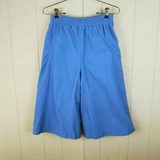 Vintage 80s Corduroy Gaucho Pants Wide Leg Shorts Culottes Blue Small Medium