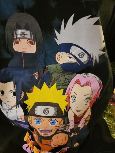 Naruto Shippuden Collection Men's tie dye Black T Shirt Size L - Picture 2 of 3