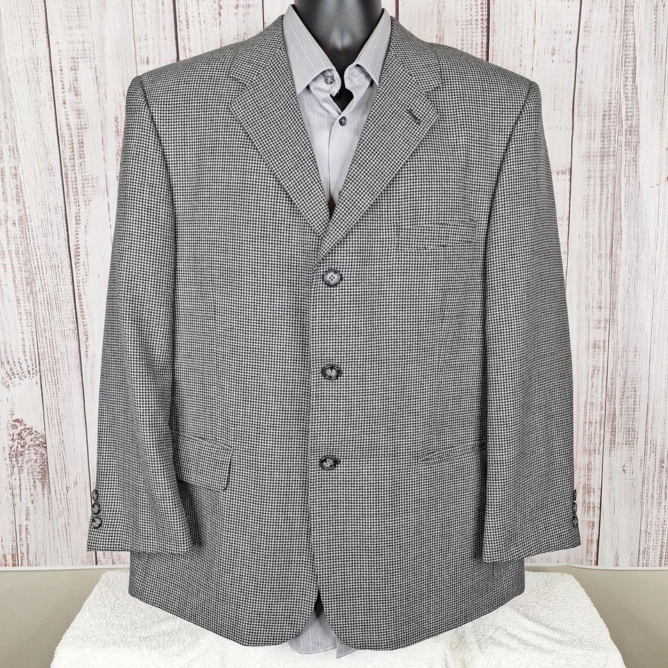 Abrigo deportivo Burt Pullittzer para hombre 44S gris a cuadros mezcla de lana 3 botones sin ventilación Foto 4 de 4