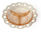 Vintage Old Colony Open Lace Pink Depression Glass 3-Part Relish Dish
