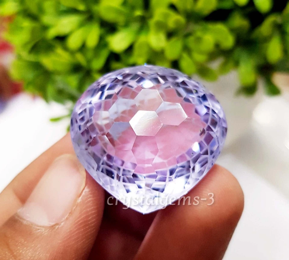 Loose Gemsone 90 Ct Bi-Color Purple Amethyst Heart Football Carving Cut Filled - Image 4 of 4