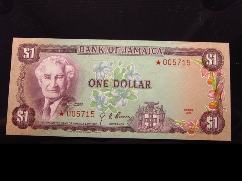 Jamaica $1 Dollar 1977 P# CS2 Unc *005718 Star Collector Series Banknote Money