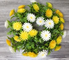 Vintage Plastic Round Pillar Candle Flower Ring Wreath 8” ~ 1970s Centerpiece