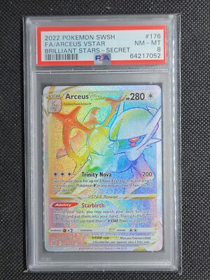 Pokemon Rainbow Arceus VSTAR PSA 8 NM-MN - Brilliant Stars