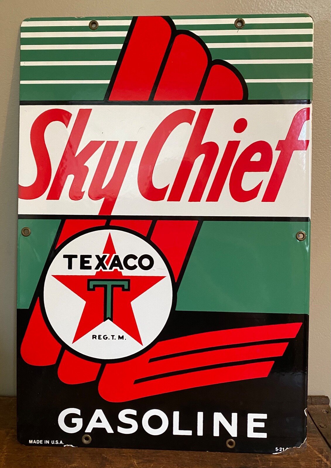 SKY CHIEF Vintage 1940s Texaco Gasoline Gas Pump Advertising Porcelain ...