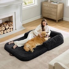 Foldable Human Dog Bed People Adults 2 in 1 Calming Size Giant Fits Pet Familie