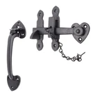 Black Iron Suffolk Thumb Latch Door Catch Cast Bathroom Lock Pin and Screws