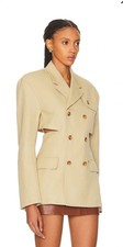 R13 Double Breasted Open Back Blazer In Knaki Sz M $1,195