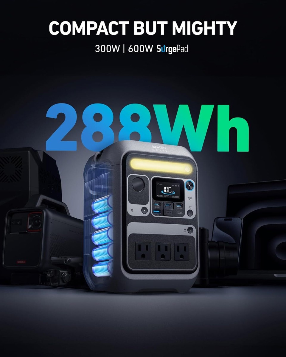 新品/AnkerSolix C300 PortablePower Station Amazon.com : Anker SOLIX C300 DC Power Bank Station, Outdoor