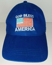 God Bless America Hat Cap Blue embroidered USA flag