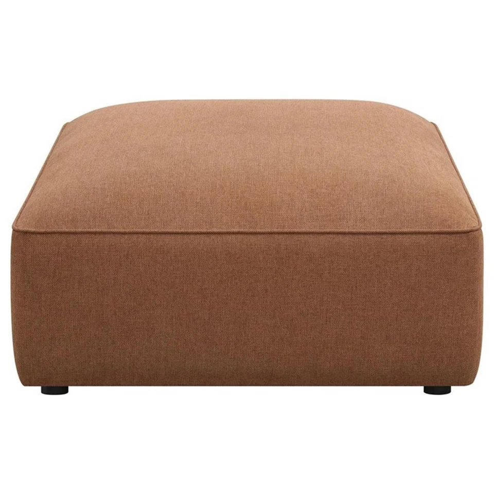 Coaster Jennifer Contemporary Fabric Upholstered Square Ottoman in Terracotta - Image 2 of 4