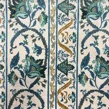 Vintage Coromandel Blue Velvet Upholstery Drapery Fabric 54" Wide Yard