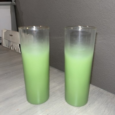 BLENDO MCM Lime Green Frosted Tall Tom Collins/Ice Tea Glasses BARWARE SET 2 EUC