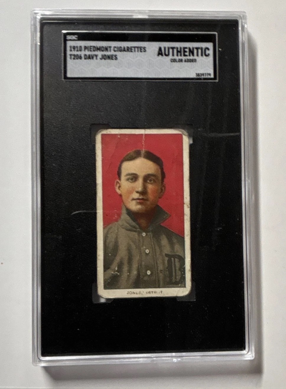 1909-11 T206 - Davy Jones  Piedmont 350 Back SGC A (Detroit)