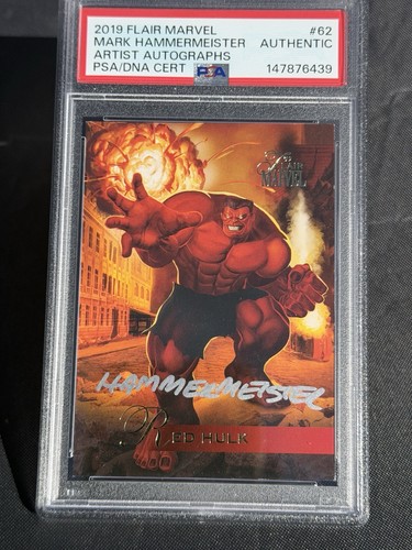 2019 Flair Marvel Red Hulk #62 Mark Hammermeister Artist Auto /30 PSA/DNA Auth