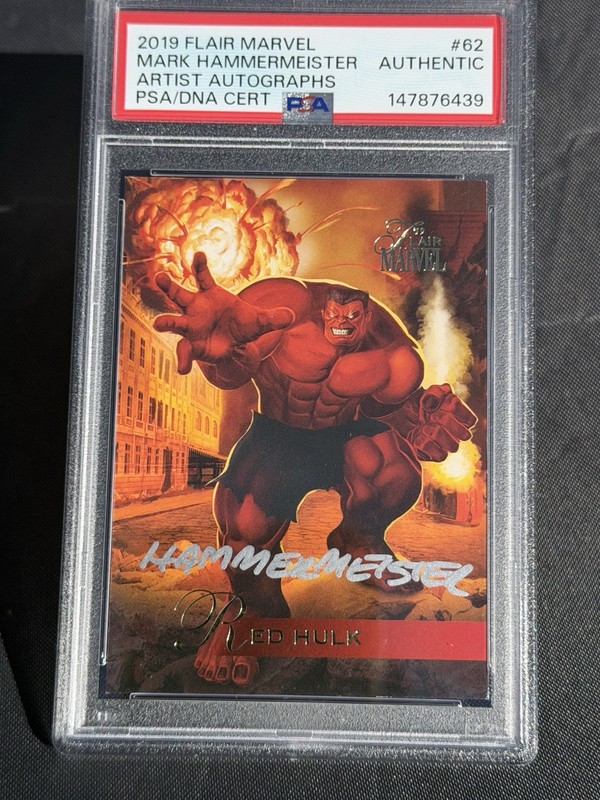 2019 Flair Marvel Red Hulk #62 Mark Hammermeister Artist Auto /30 PSA/DNA Auth