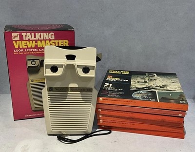 Vintage 1970's GAF TALKING VIEW-MASTER with 6 Talking Reel Packs Tested & Works