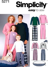 Simplicity Sewing Pattern: #5271 Miss, Men, Child Sleepwear and Pet Bed