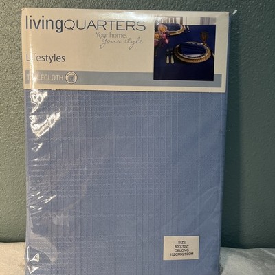 New- Living Quarters Luxury Fabric Lifestyles Table Cloth Blue 60x120 Oblong