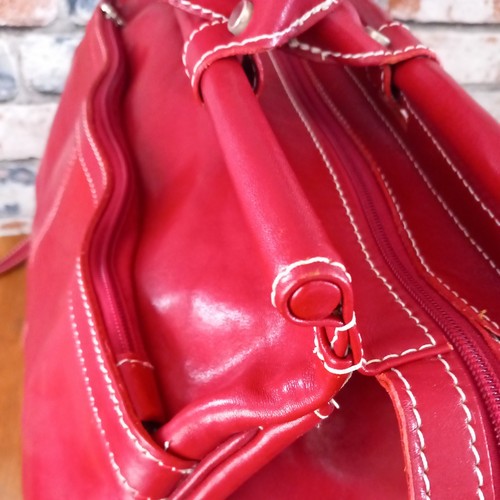 Bolso de mano Vera Pelle hecho a mano de cuero italiano rojo - Imagen 17 de 24