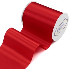 Red Satin Ribbon 4 Inch x 22 Yards Wide Solid Large Cutting Ceremony Decor