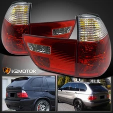 Fits 2000-2006 BMW X5 E53 Red/Clear Rear Tail Lights Brake Lamps Left+Right