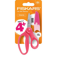 Fiskars 5-Inch Pointed Kids Scissors Ages 4-7 Pink School Craft Scissors