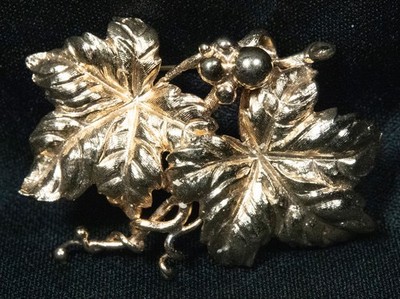 Sterling Silver Gold Plated Pin/Brooch Leaves Napier 2 1/4'' x 1 1/2'' 20g