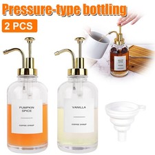 Gold Glass Coffee Syrup Dispenser Pump Bottle Reusable Syrup Container Dispenser