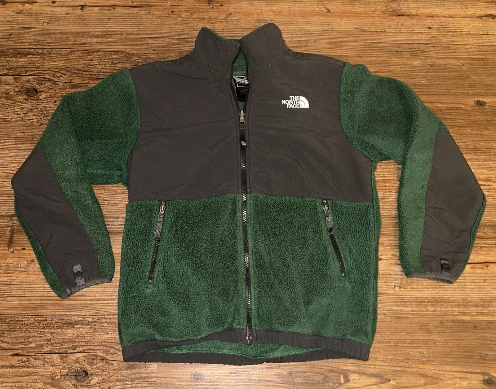 The North Face Youth Boys Fleece Windbreaker Black/Green, Size Large (14/16)