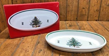 Vintage NIKKO Christmastime Ovenware Oval Baker 13 1/4" w/Box