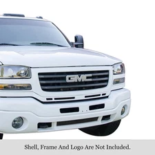 For GMC Sierra 3500 Classic 07 1-Pc Black 8x6 mm Horizontal Billet Bumper Grille