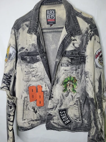 Veste boutonnée homme noir et blanc délavé à l’acide Keys Looney Toons