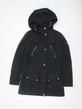 Barbour International Womens Black Hooded Waterproof Parka Coat Size 8