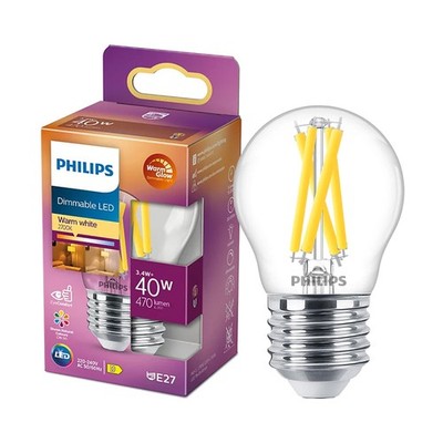 Philips LED Filament Tropfen 3,4W=40W E27 klar 470lm WarmGlow 2200-2700K DIMMBAR