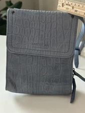 American Leather Co Blue Crossbody Bag w Wallet 100% Genuine Leather Purse Bag