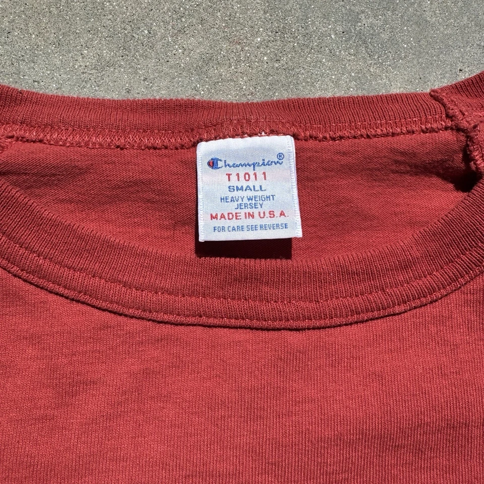 Camiseta Vintage Champion Raglán Naranja Manga Larga. Talla S. HECHO EN USA Foto 2 de 4