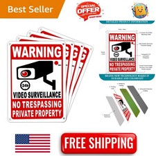 10x7 Inch Aluminum No Trespassing Signs - 4 Pack with Video Surveillance Feature