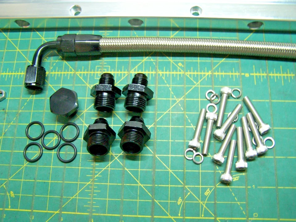 Kit de trilho de combustível LS porta catedral - encaixe 8AN LS1 LS2 LS3 LS6 LSX tarugo alumínio - Imagem 3 de 4