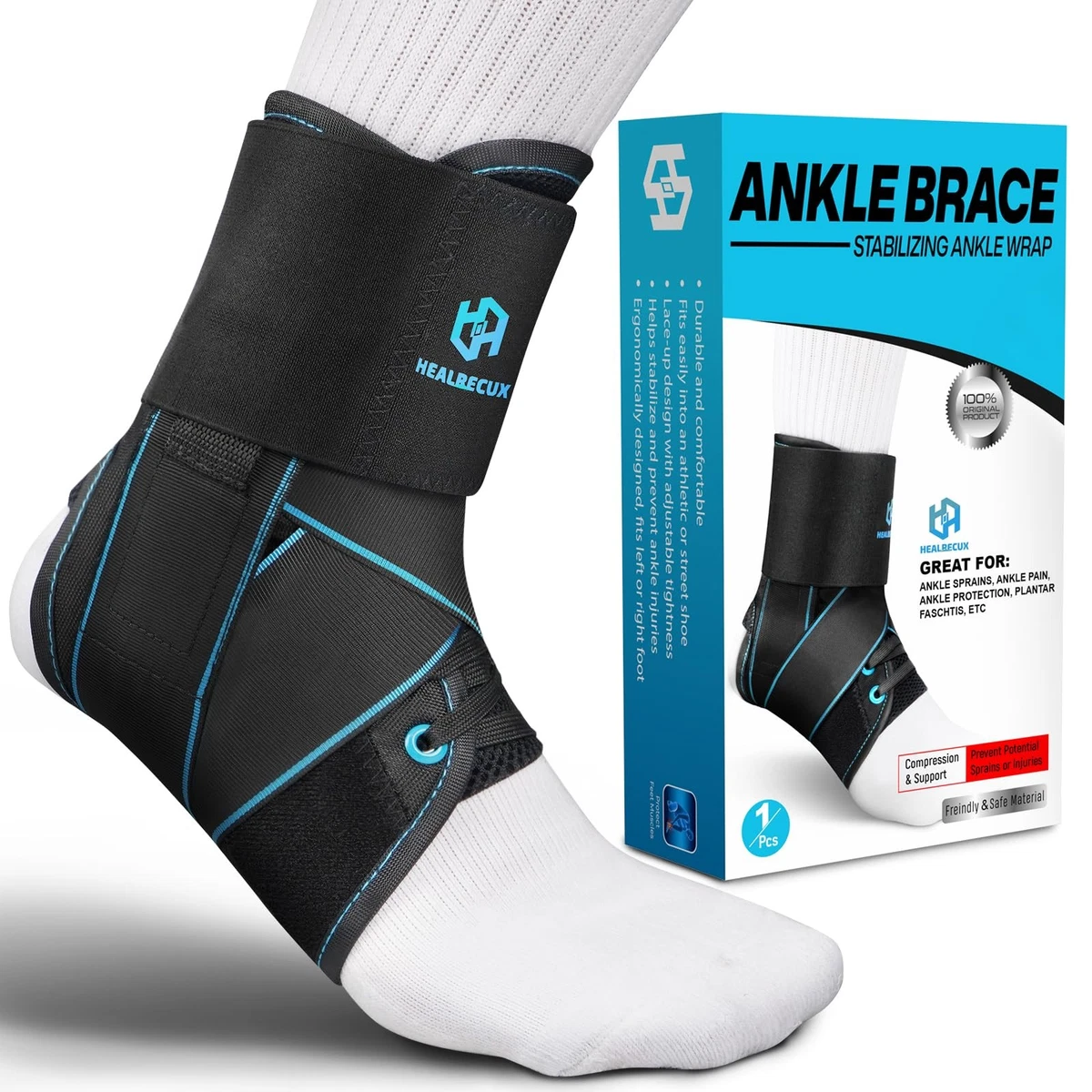 Kinetic Evolution 2 Pezzi Tutore Per Caviglia Uomo Donna, Fascia Elastica Con Gel Antiscivolo, Supporto Per Sport (Tennis, Calcio, Corsa) E Uso Quotidiano - 3