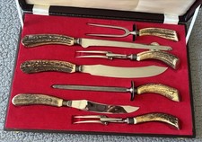Samuel Peace Sheffield Antique Antler Carving Set