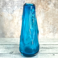 Whitefriars Kingfisher Blue Knobbly Glass Vase 9612 Wilson Dyer MCM Retro 9.5"