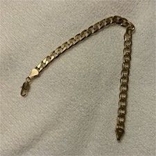 18k stamped Gold Filled Cuban Link Chain Bracelet 8" Metal Lobster Clasp