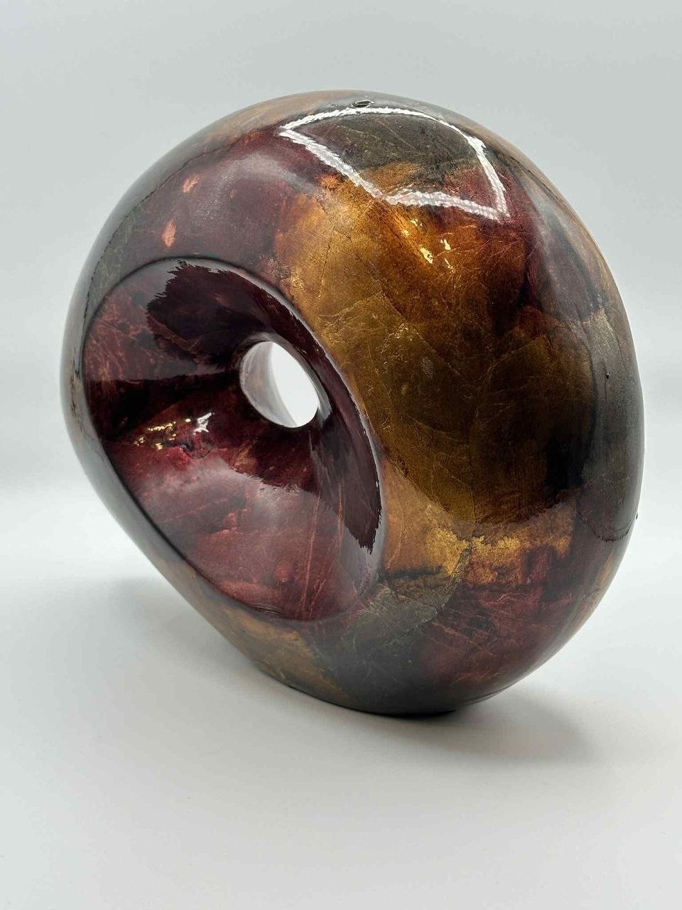 Modern Abstract Ceramic Sculpture Hand-Painted Art Object 12"x10.5"