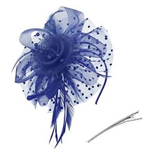 2026 Kentucky Hat Derby Fascinator for Women Tea Party Flower One Size Navy