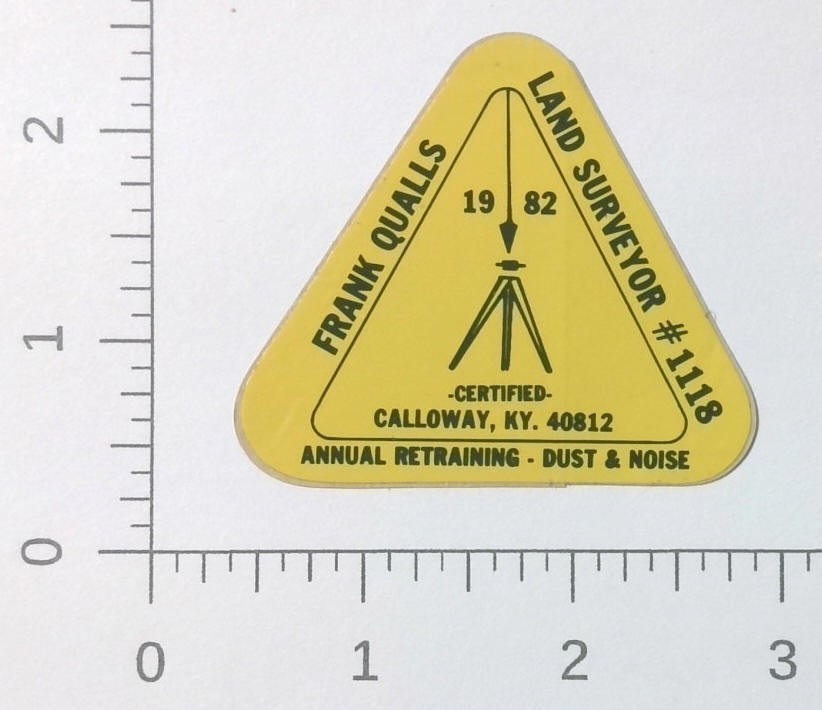 Frank Qualls Land Surveyor Calloway Kentucky Advertising Sticker Decal